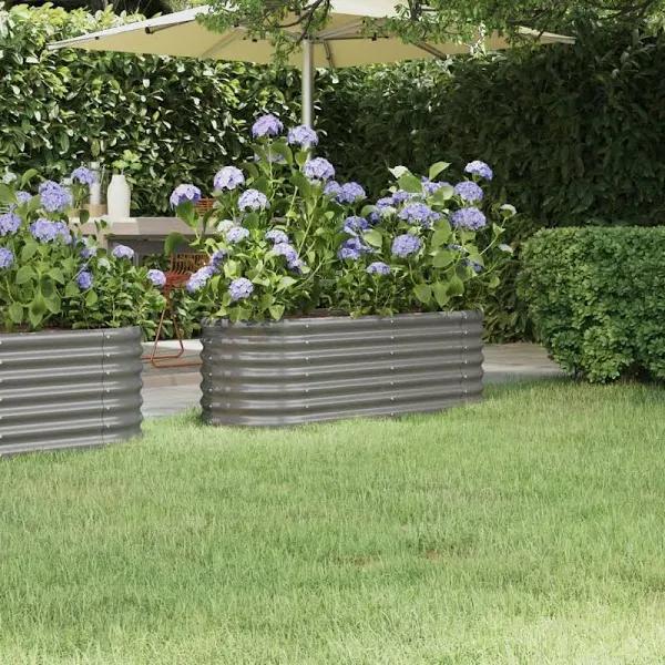 NNEVL Garden Planter Powder-coated Steel 114x40x36 cm Grey