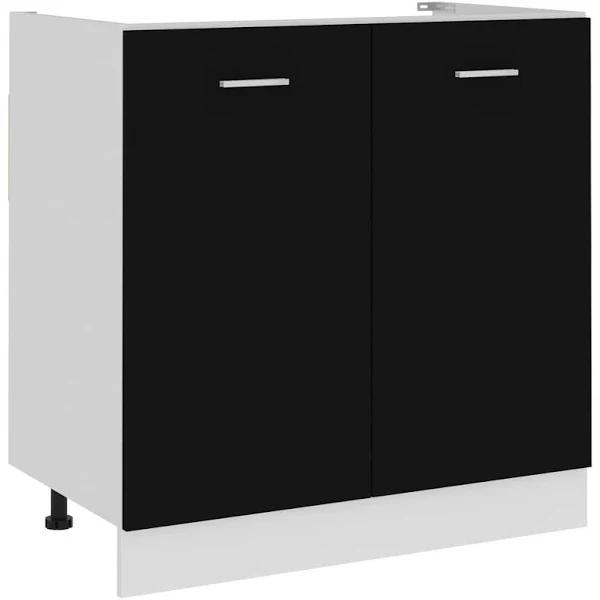 vidaXL - Sink Bottom Cabinet Chipboard - Black - 80x46x81.5 cm