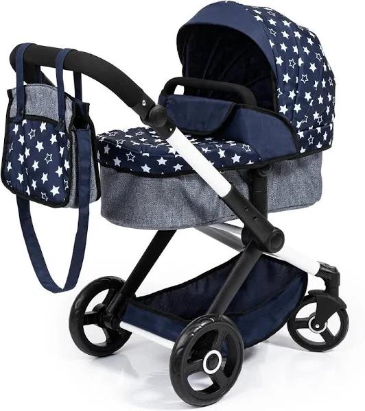 Bayer Xeo Compact Doll Pram - Dark Blue with White Stars