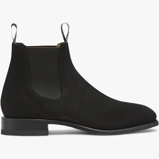 R.M. Williams Black Suede Craftsman Chelsea Boots