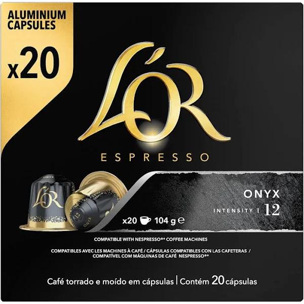 L'Or Espresso Coffee Onyx - Intensity 12 - 200 Aluminium Capsules Compatible With Nespresso Machines (10x20 Pods Pack)