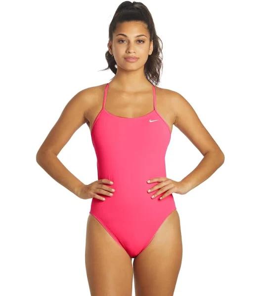 Nike Women's Hydrastrong Solid Cut Out Tank One Piece Swimsuit - Hyper Pink | Polyester - Swimoutlet.com