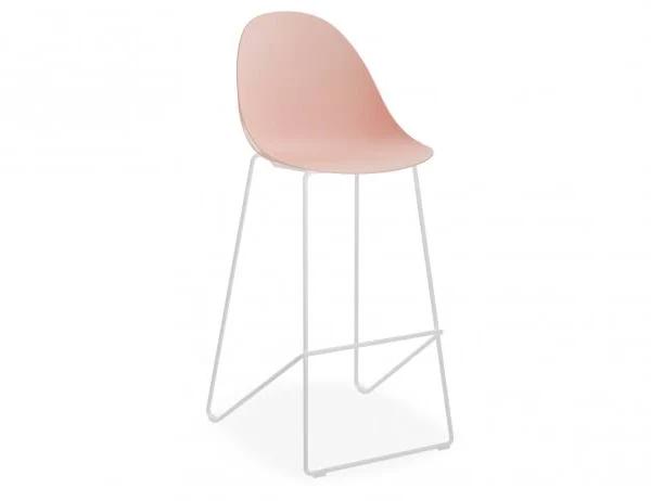 Pebble Pink Bar Stool - Bar Stool 75cm Seat Height - White Frame