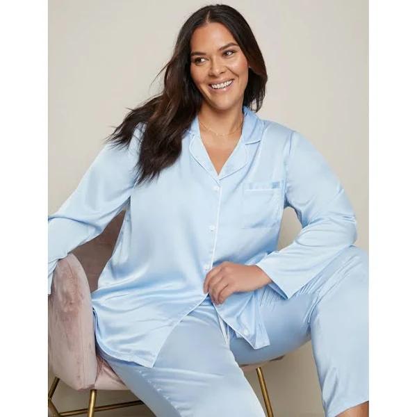 Autograph - Plus Size - Womens Pyjamas - Button Front Satin PJ Set