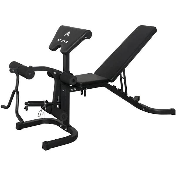 ATTIVO Weight Bench with Leg Extension - Adjustable Olympic Utility Benches with Preacher Curl