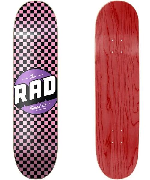 Rad Logo Skateboard Deck - Checkers Black/Pink