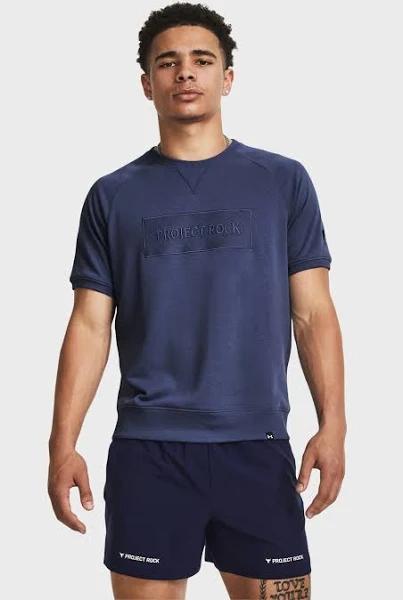 Under Armour Men's Project Rock Terry Gym Top Blue LG