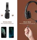 COMEXION Trucker Bluetooth Headset V5.0, Wireless Headphone with Mute Mic for Cell Phones, On Ear Bluetooth Headphone with Wireless&Wired Mode for