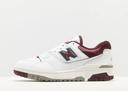 New Balance White & Burgundy 550 Sneakers