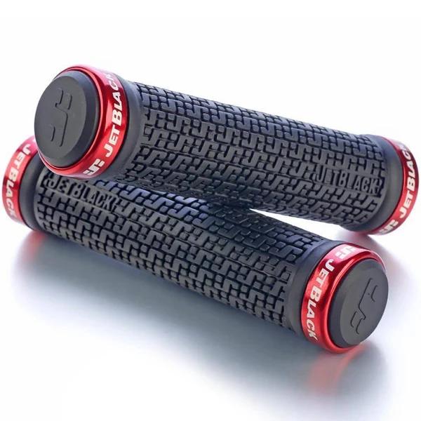 JetBlack Pin Lock On Grips | ABC Bikes Black/Red