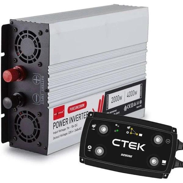 CTEK D250SE Dual Input Charger + GENPOWER 2000W/4000W Power Inverter Bundle