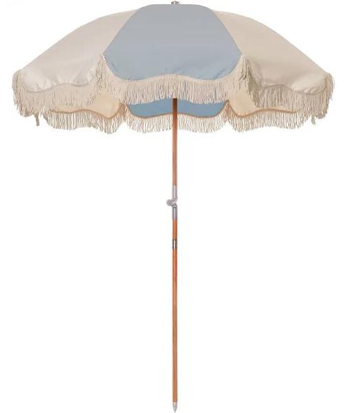 Business & Pleasure Co. Premium Beach Umbrella 70s Panel Santorini Blue Cream