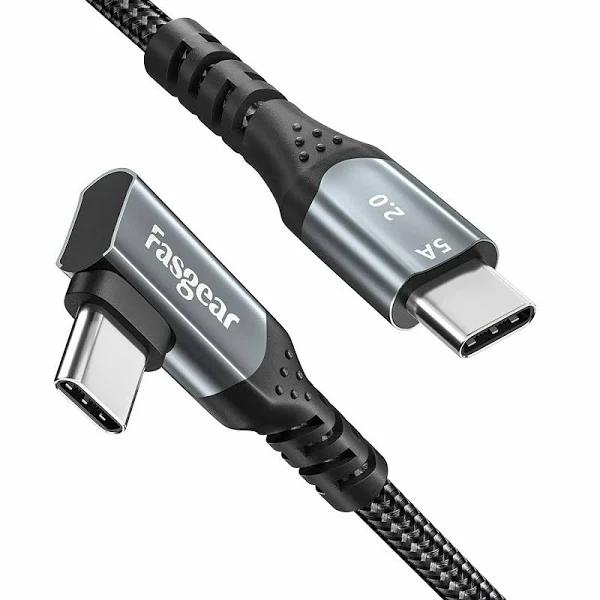 Fasgear USB C to USB-C Cable 100W 5A PD Fast Charge Type C 2.0 Cable Right Angle 90 Degree Compatible With Mac-Book Pro i-Pad Air 4 Galaxy S22 S20