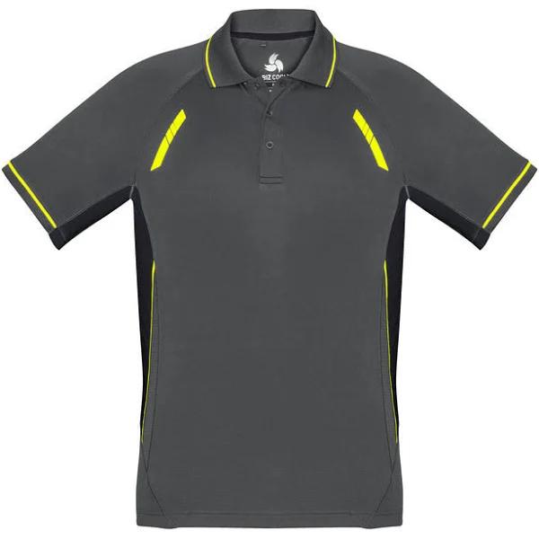 Biz Renegade Mens Polo (P700MS) XL / Grey/Black/Fluoro Yellow