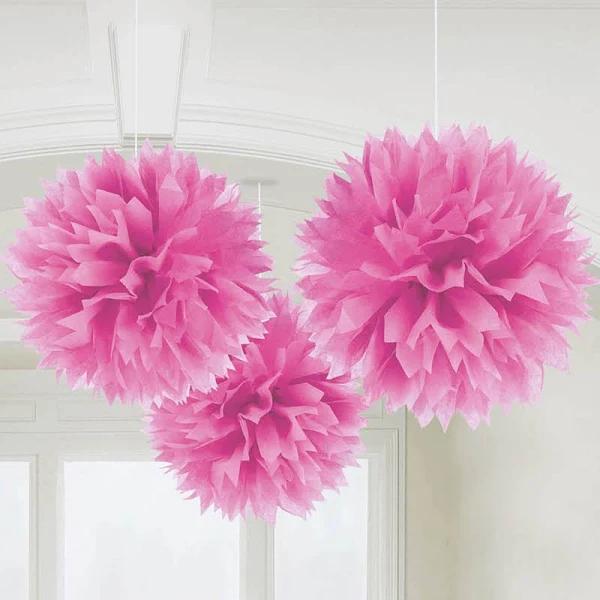 Fluffy Tissue Decorations - Bright Pink