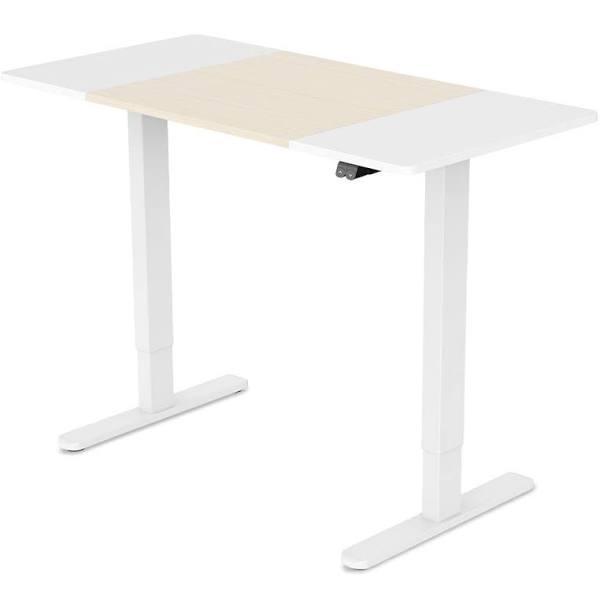 FORTIA Sit Stand Standing Desk, 120x60cm, 72-118cm Height Adjustable, 70kg Load, Light Oak style/White Frame