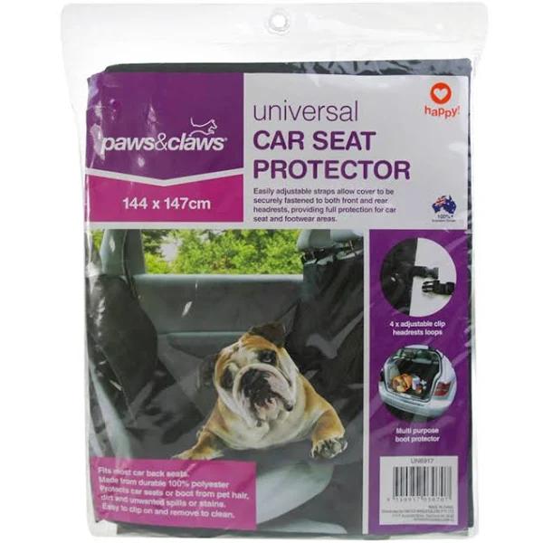 Paws & Claws 144x147cm Universal Car Seat Protector - Black - AfterPay & zipPay Available