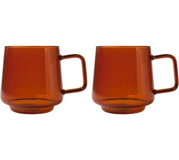 Maxwell & Williams Blend Sala Glass Mug 400ml Set of 2 Amber