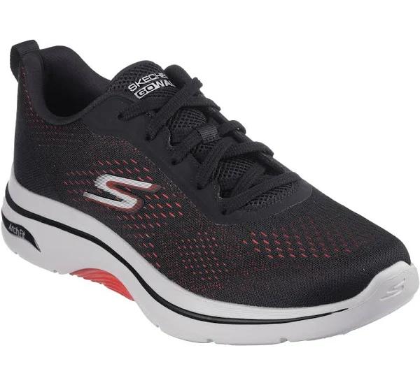 Skechers Mens Gowalk Arch Fit 2.0 Idyllic 2 Comfortable Lace Up Shoes - Black Red - 9.5 US or 27.5 cm