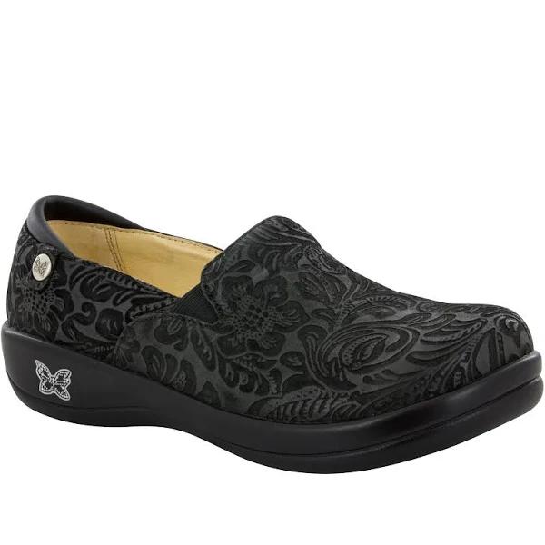 Alegria Black Embossed Paisley Keli Clogs - 40