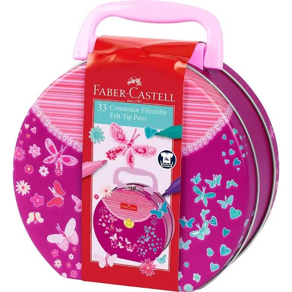 Faber Castell 33 Connector Pen Colour Markers and Handbag Tin