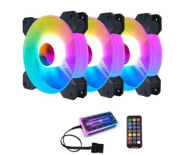 12 cm RGB Cooling Fan Silent Computer Case Chassis Fan Computer PC Radiator For PC Computer CPU-3 Pcs