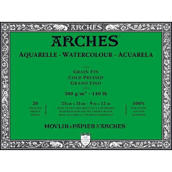 Arches Watercolour Paper Block 300gsm 23 x 31 cm (Cold Pressed)