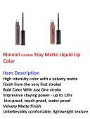 Stay Satin Liquid Lip Color - Glam Rock by Rimmel London for Women - 0.21 oz Lipstick