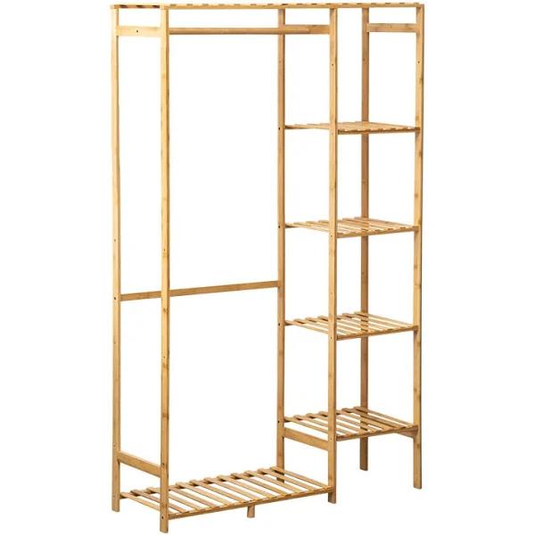 Furb Open Wardrobe Clothes Rail Rack Hanger Garment Bamboo Organizer Coat Shelf Stand Shoes Storage - AfterPay & zipPay Available