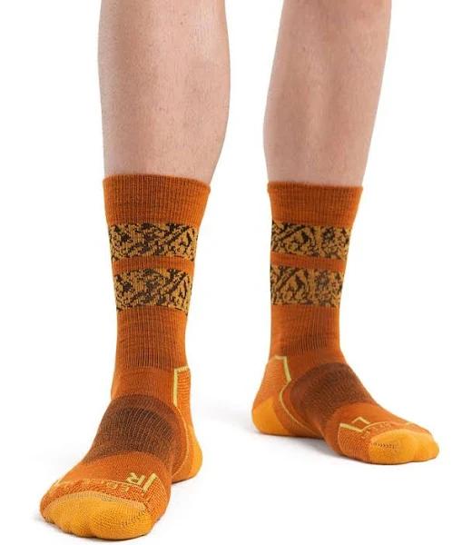 Icebreaker Hike+ Light Crew Socks, Brown Orange. - S