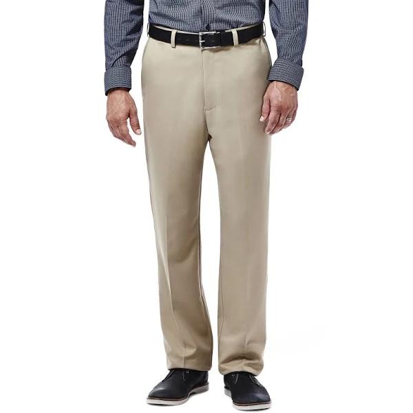 Haggar Men's Cool 18 Hidden Comfort Waist Plain Front Pant