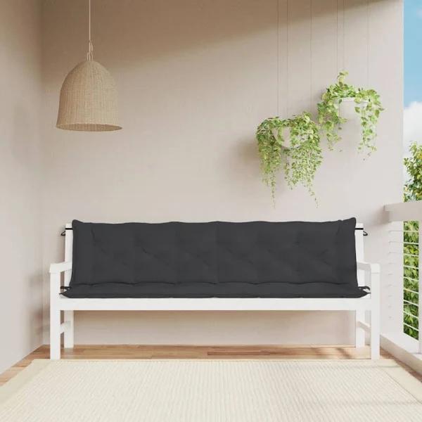 Garden Bench Cushions 2pcs Black 200x50x7cm Oxford Fabric vidaXL