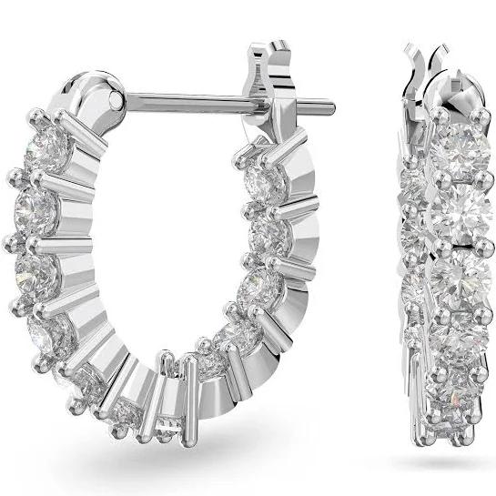 Swarovski Vittore Hoop Earrings, White, Rhodium Plated