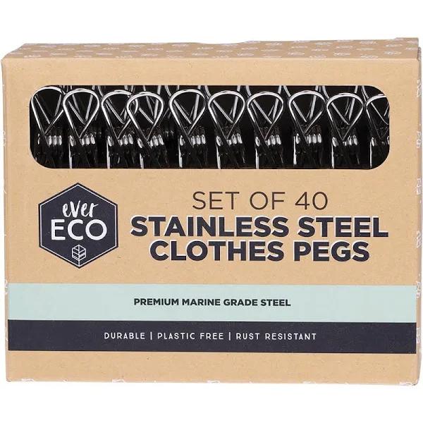 Ever Eco Stainless Steel Clothes Pegs Premium Marine Grade - 40