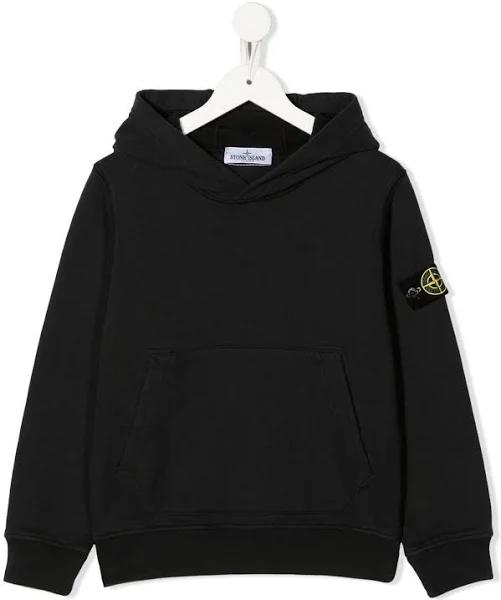 Stone Island Junior Compass-patch Pullover Hoodie - Black