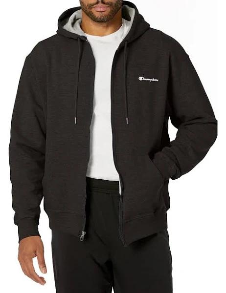 Men's Champion Powerblend Fleece Full-Zip Hoodie, Size: Small, Black