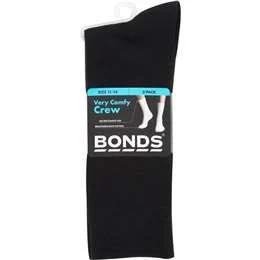 Bonds Socks Mens Black Size 11-14 Assorted 3 Pack