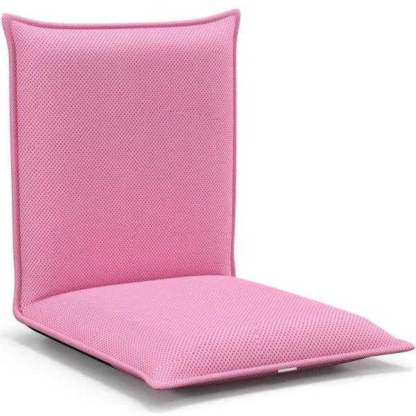 Costway Foldable Floor Chair with Robust Armchair for Watching Tv-Pink