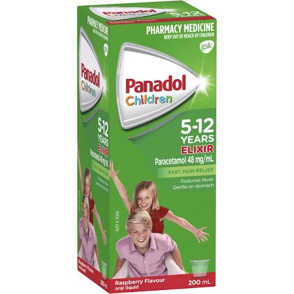 Panadol Children 5-12 Years Elixir, Raspberry Flavour, 200ml