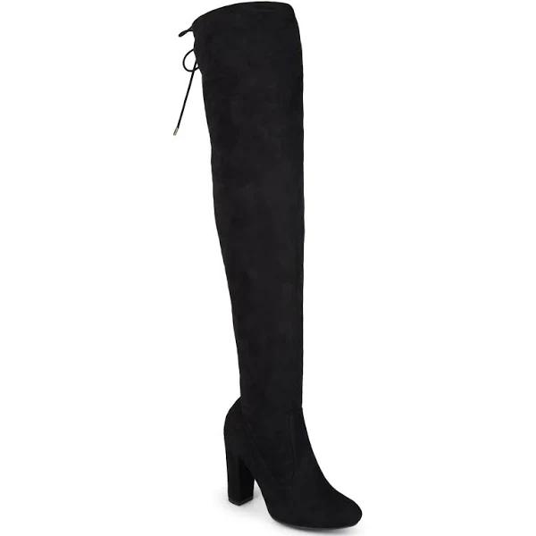 Journee Collection Women's Casual Boot Black Drawstring Maya Wide-Calf Over-the-knee Boot 9