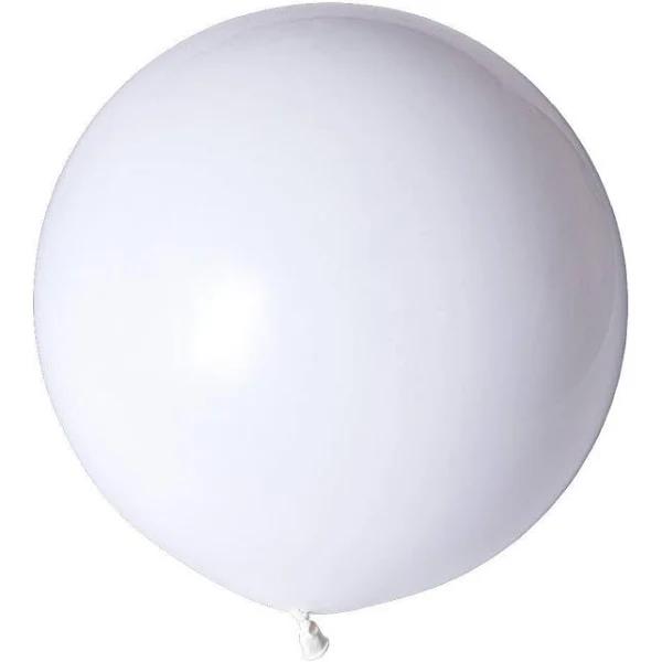 24 Inch (60 cm) Round Fashion White Sempertex Plain Latex Balloon UNINFLATED