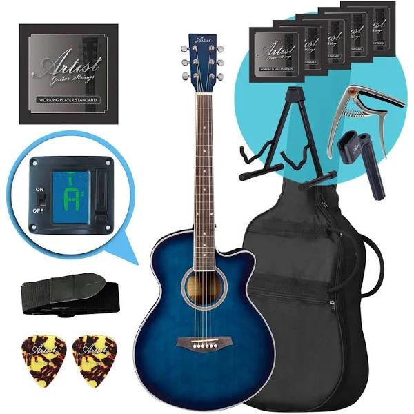 Artist LSPS Blue Small Body Beginner Acoustic Guitar Ultimate Pack