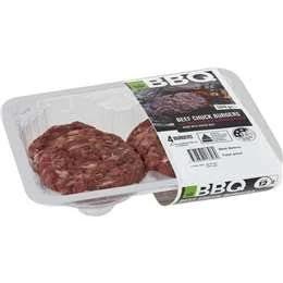 Woolworths BBQ Beef Chuck Burgers with Garlic & Cracked Pepper 500g