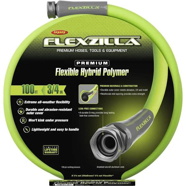 Flexzilla Garden Hose 3/4 in. x 100 ft., Heavy Duty, Lightweight, Drinking Water Safe, ZillaGreen - HFZG6100YW-E