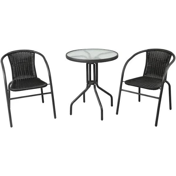 Marquee Black 3 Piece Wicker Bistro Set