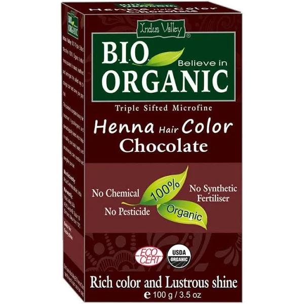 Indus Valley Bio Organic Natural Henna Hair Color For Grey Hairs -100gm (Chocolate)