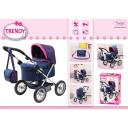 Bayer Trendy Doll Pram Dark Blue With Pink Hearts & Unicorn