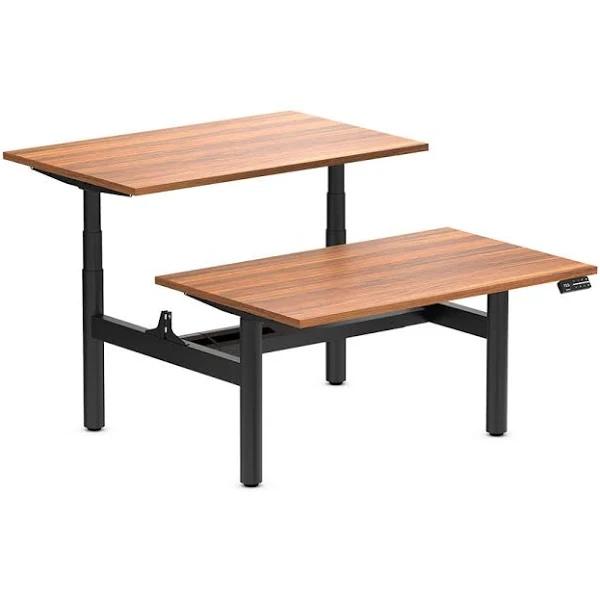 Desky Back to Back Round Leg Melamine Sit Stand Workstation