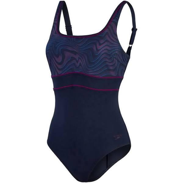 Speedo New Contour Eclipse Swimsuit Dark Blue Lilac Fuchsia Women - 44