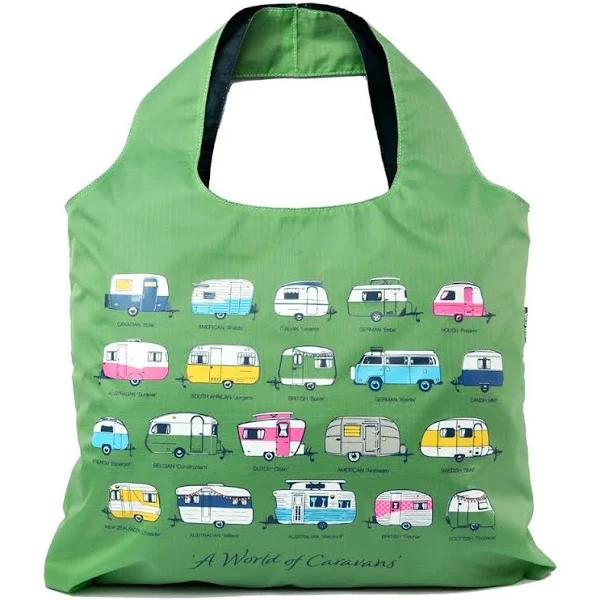 Handy Tote Bag - The Iconic Collection A World of Caravans Green